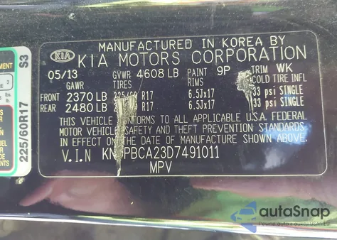 2013 Kia Sportage Lx from USA, damaged, VIN KNDPBCA23D7491011